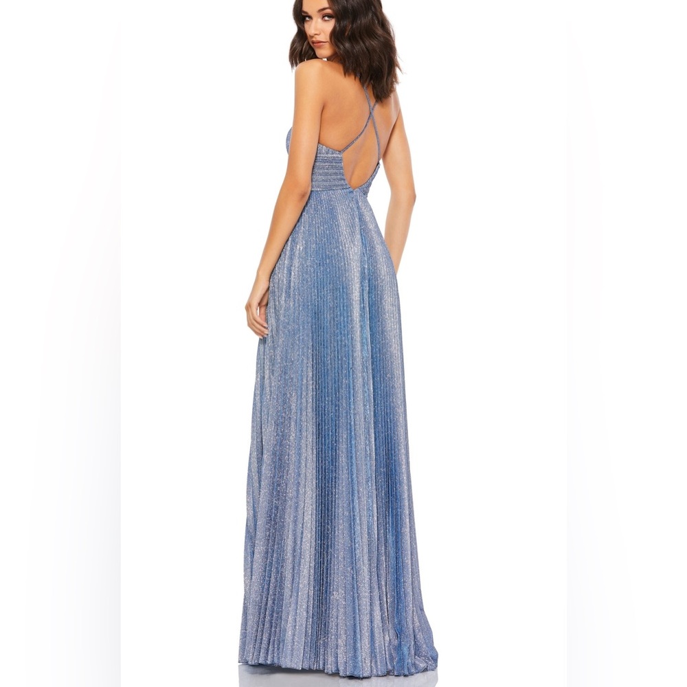 Mac DUGGAL Pleated Empire-Waist Long A-Line Dress 30725 Blue/Silver - Picture 5 of 14